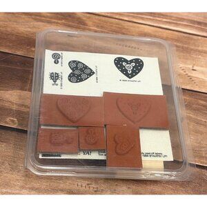 1999 STAMPIN' UP! LOVE YA WOOD MOUNTED RUBBER STAMP SET OF 5 HEARTS LOVE BUG